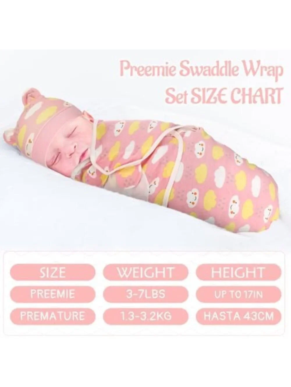 Cozy 4-Pack Swaddle Blankets with Matching Hats for Newborns & Infants